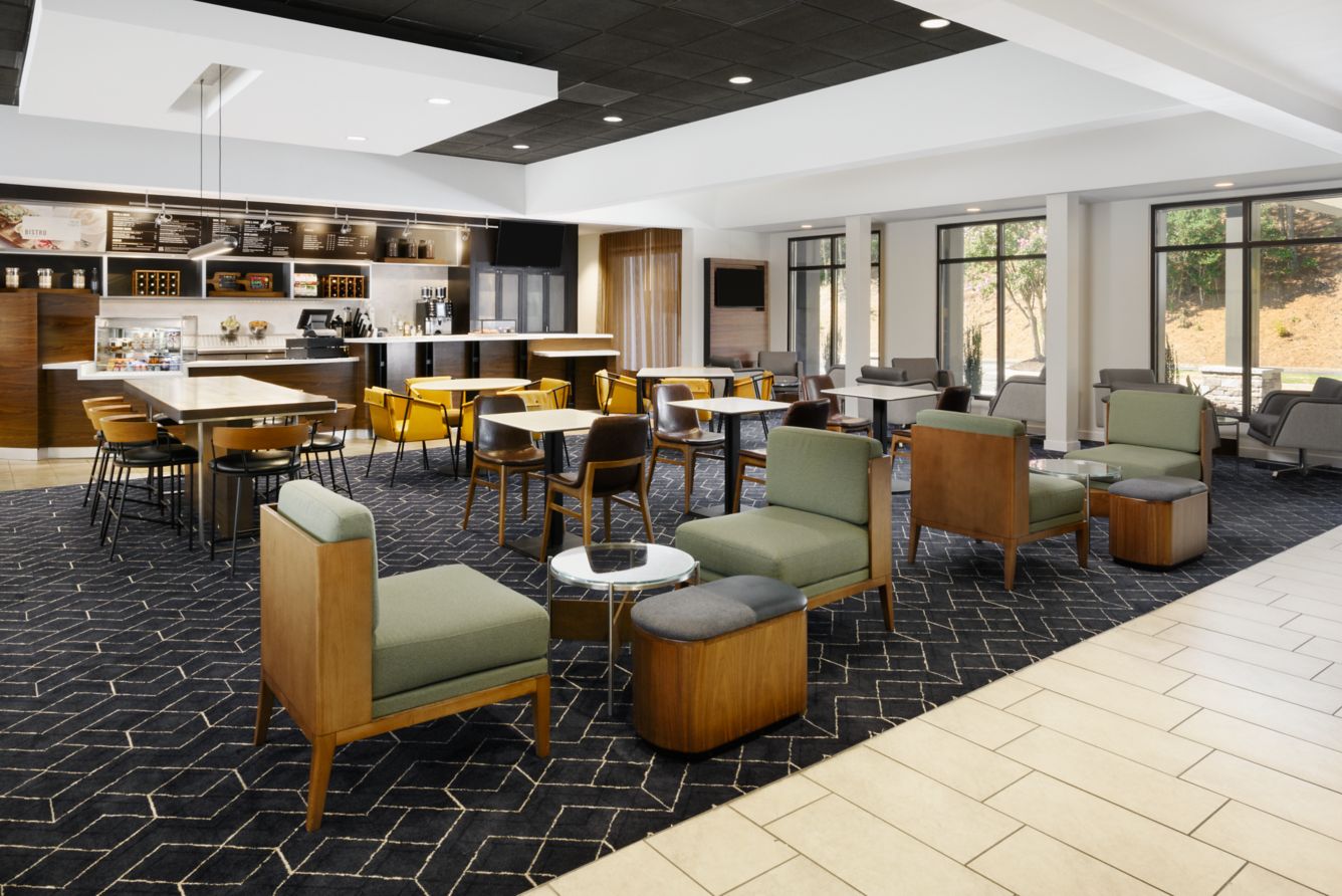 The Bistro café and lounge seating area in the lobby